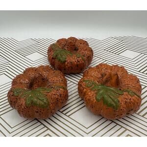 Vintage Ceramic Pumpkins Fall Decor Thanksgiving in orange green brown